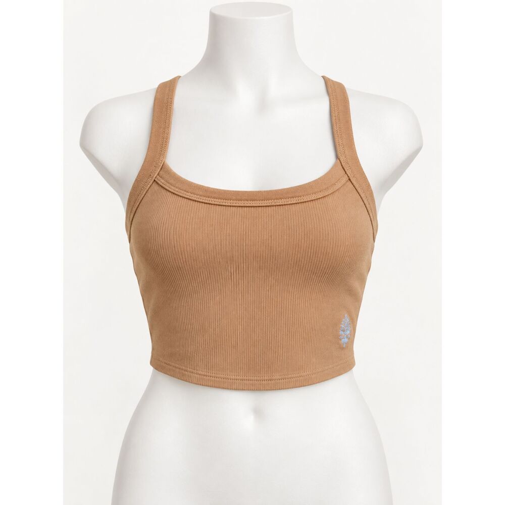 Free People FP Movement All Clear Rib Crop Cami Brown XS/S NWT